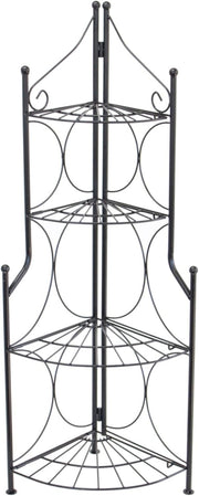 4 Tier Foldable Metal Plant Stand Black Garden Flower Display Rack Indoor Outdoo