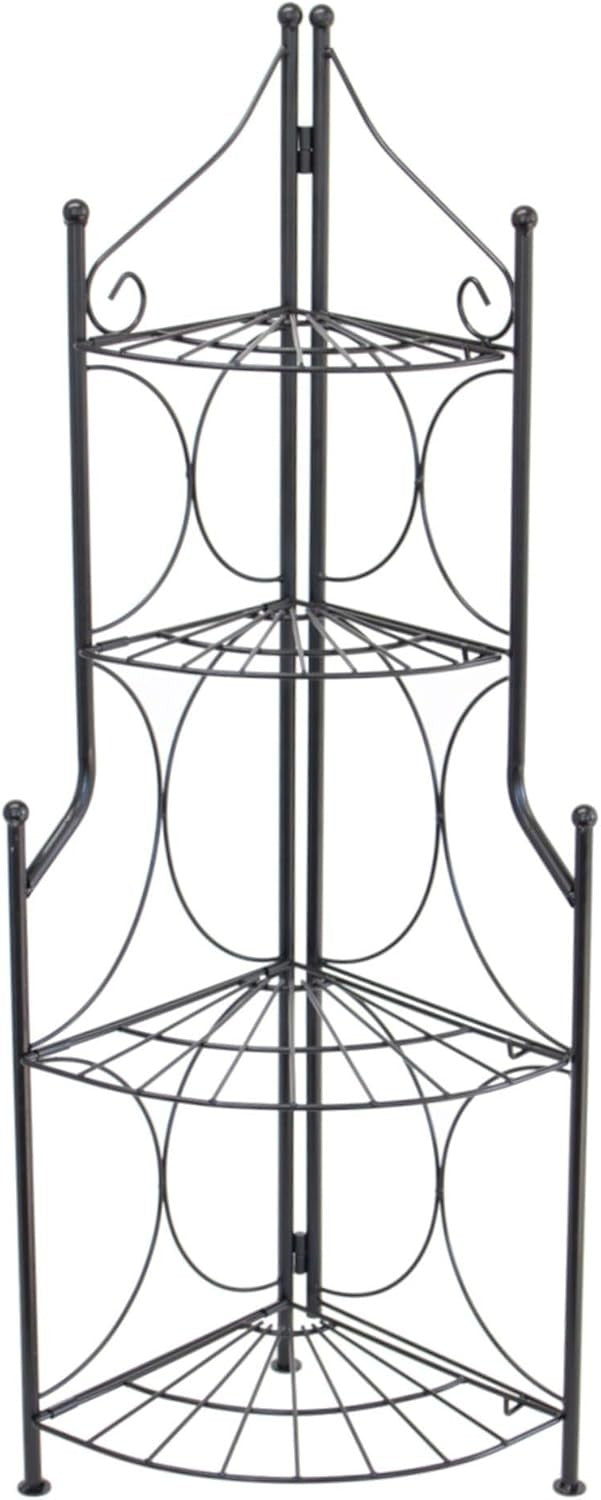 4 Tier Foldable Metal Plant Stand Black Garden Flower Display Rack Indoor Outdoo