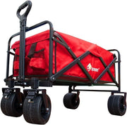 Red 150L Heavy Duty Folding Festival Trolley 330lbs Camping Beach Wagon Cart