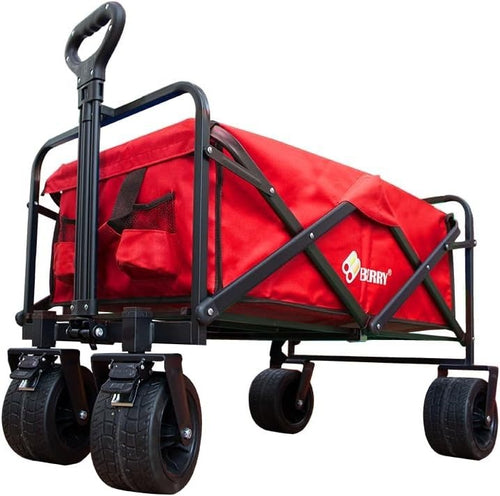 Red 150L Heavy Duty Folding Festival Trolley 330lbs Camping Beach Wagon Cart