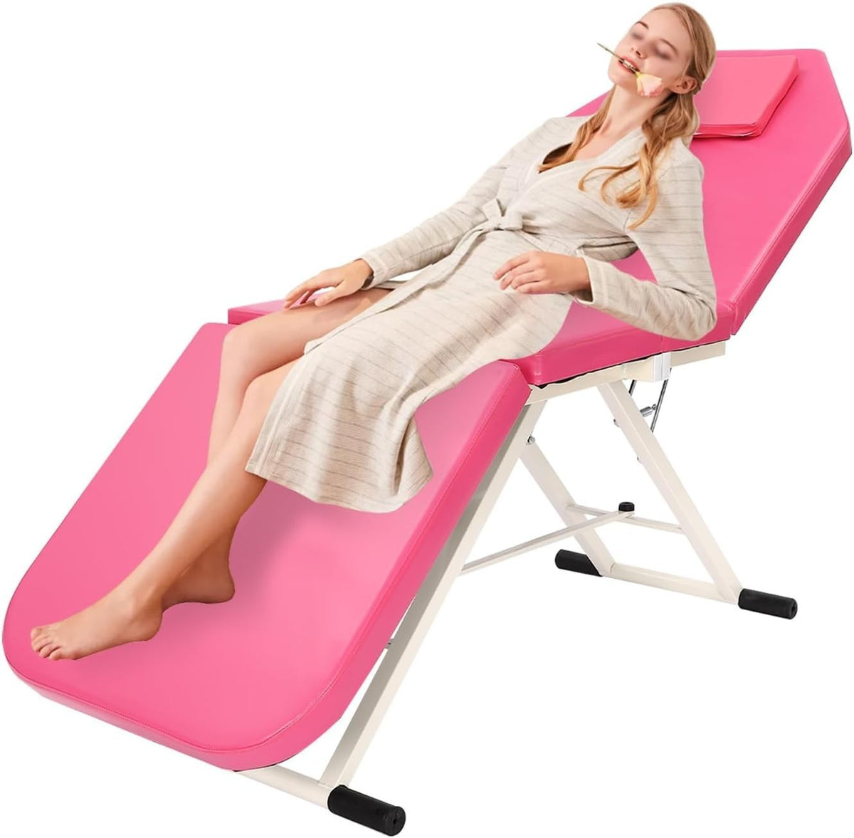 Foldable Portable Massage Bed Beauty Salon Lash Tattoo Table Pink 182cm
