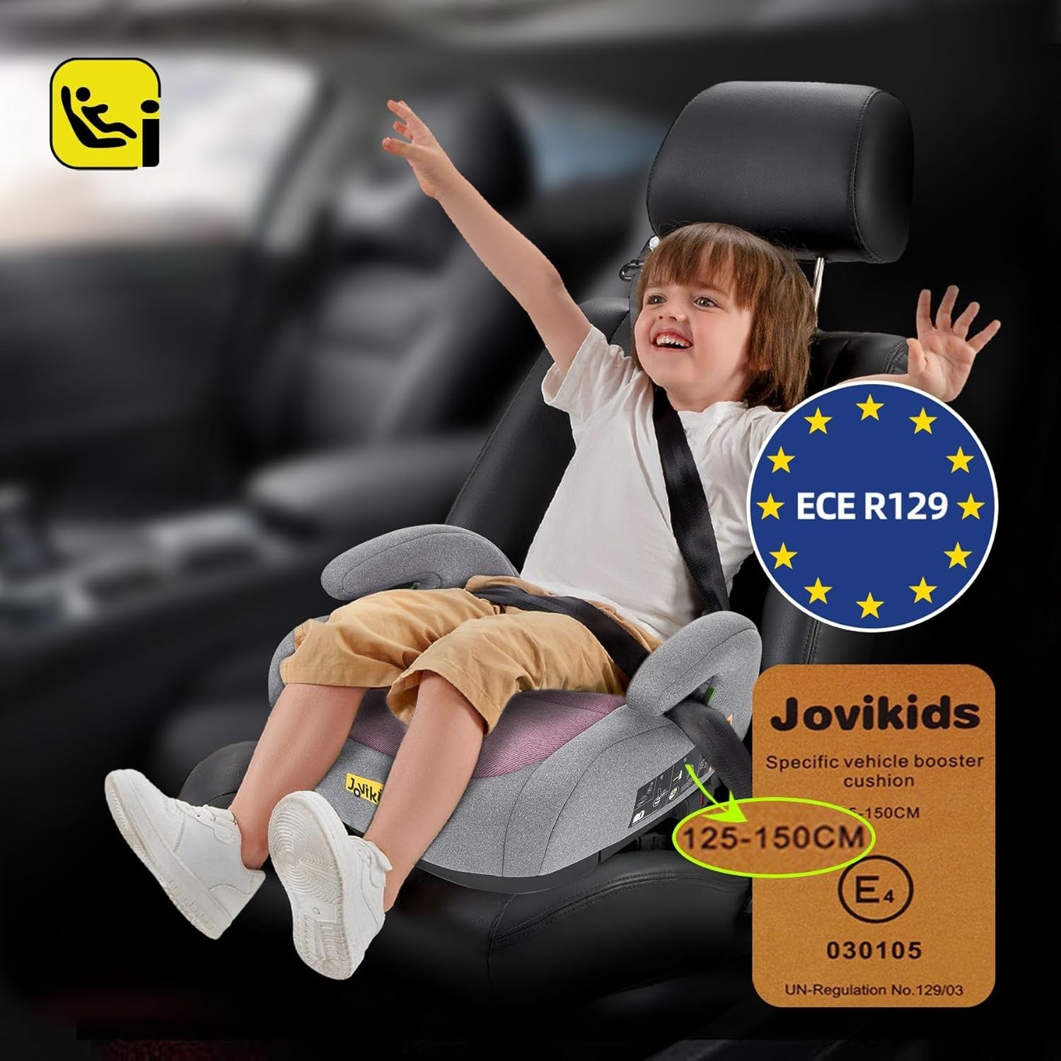 i-Size ISOFIX Booster Seat 125–150cm Group 2/3 Kids Travel Seat
