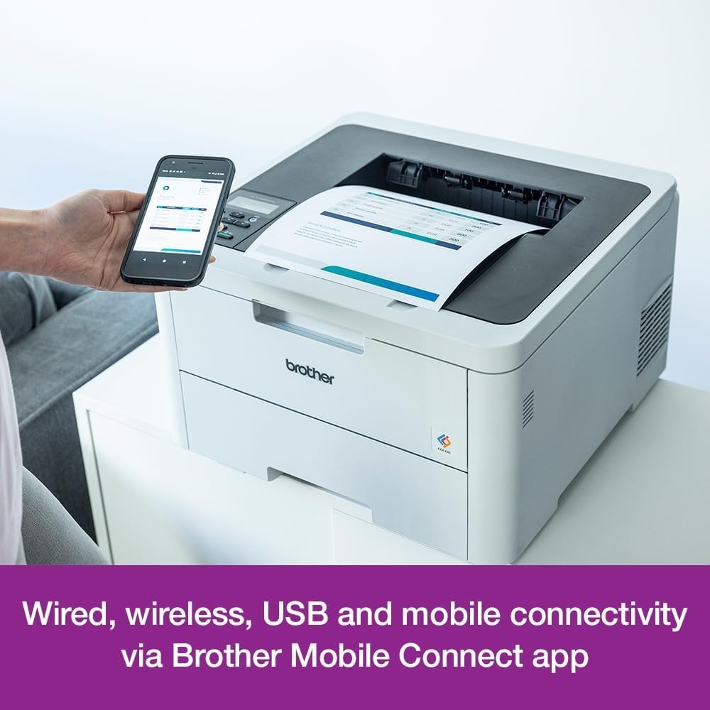 Wireless Colour Laser Printer A4 USB 2.0 Duplex Grey Home Office