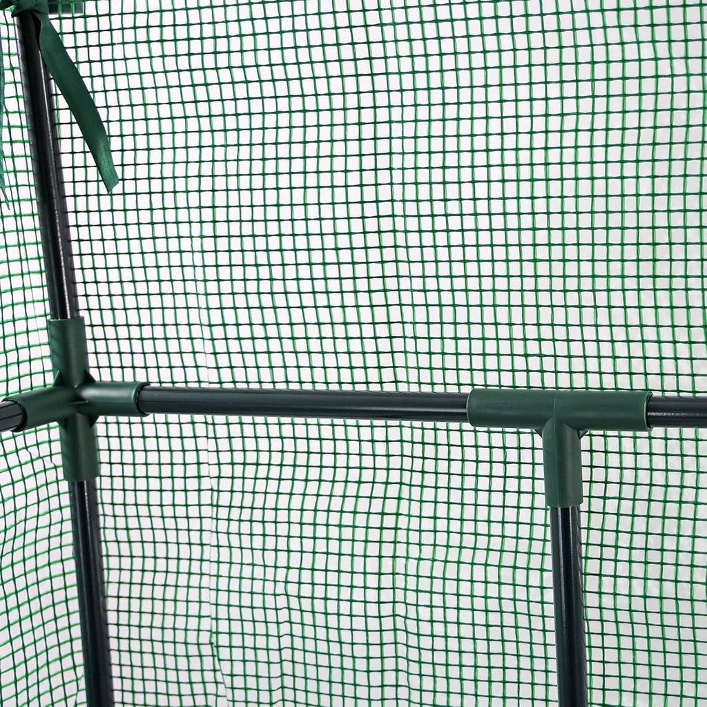 8-Shelf Walk-In Greenhouse with Waterproof PE Cover & Metal Frame 143x143x195cm