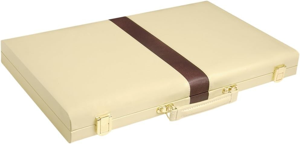 Deluxe Backgammon Set 15x10 Leatherette Folding Board Luxury Strategy Game