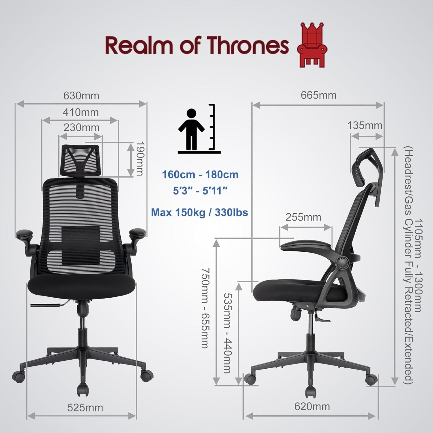 Ergonomic Office Chair Desk Swivel Computer Chair Mesh Back Memory Foam Black