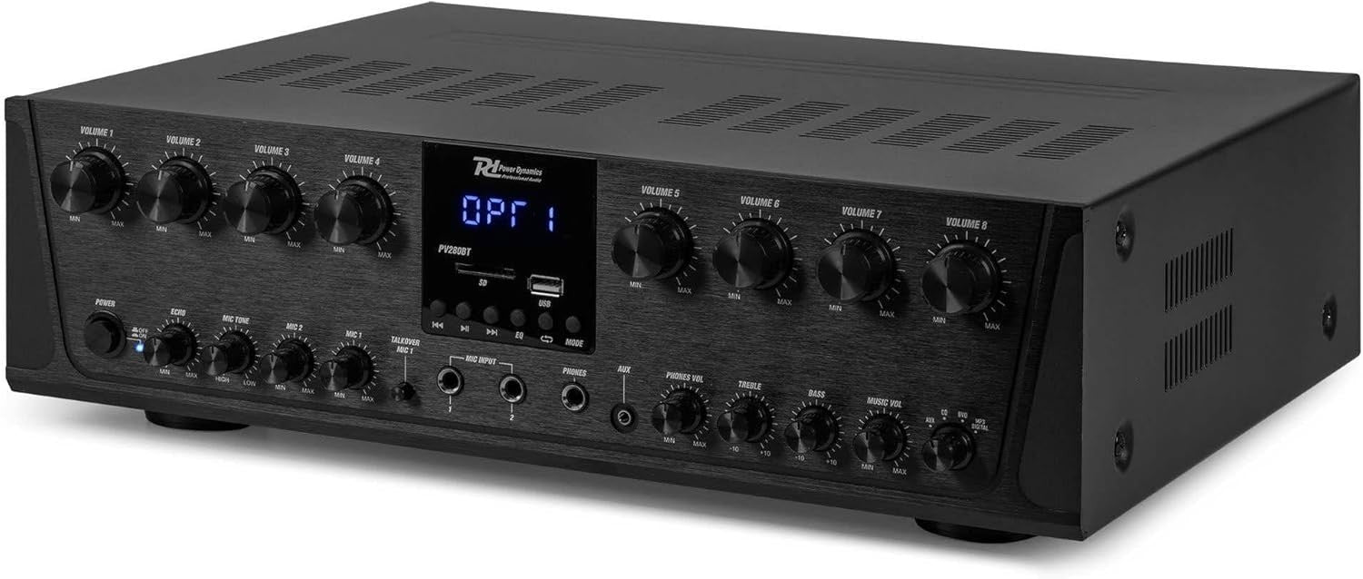 8-Zone Audio Amplifier | 8x100W Bluetooth USB FM Optical RCA Multiroom HiFi