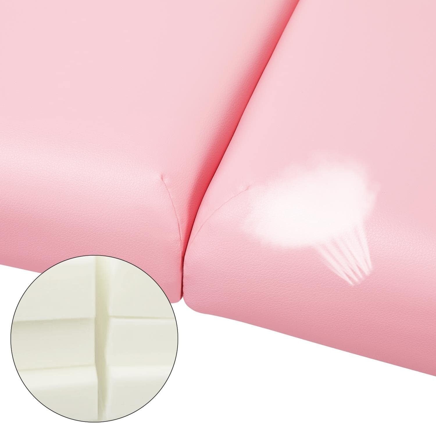 Portable Massage Bed 2 Section Folding Beauty Spa Therapy Couch 60cm Pink