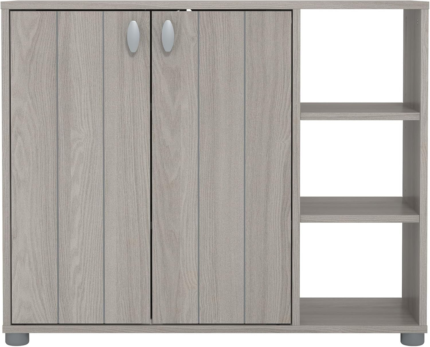 Warm Grey Oak 2-Door Shoe Cabinet 12-Pair Storage 79.6x35.3x64.6cm