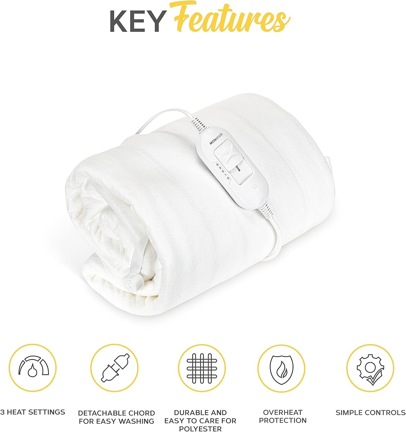 Single Electric Underblanket Fleece Heated Mattress Cover Fast Heat Washable