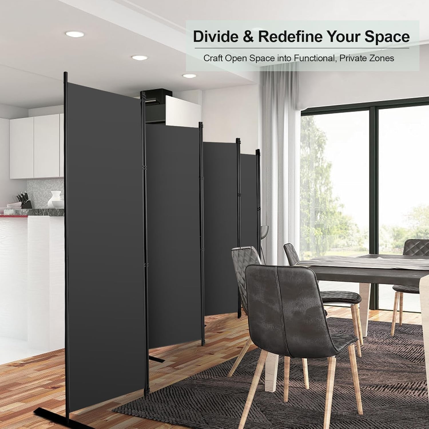 8 Panel Room Divider Folding Privacy Screen Freestanding Partition 402x183cm Gre