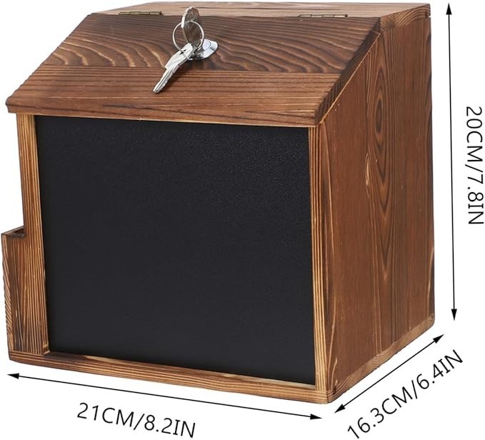Wall Mounted Wooden Suggestion Box Lockable Blackboard – Secure & Space Saving