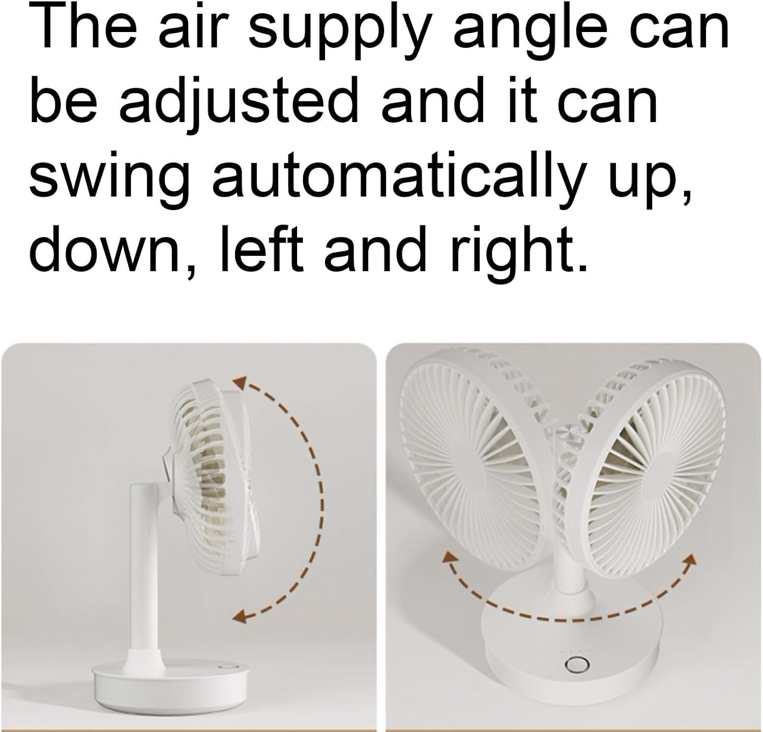 White Portable Table Fan – Lightweight USB Rechargeable 3-Speed Handheld Cooling