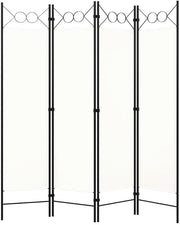 White 4 Panel Room Divider 180cm Folding Privacy Screen – Fabric Partition Wall