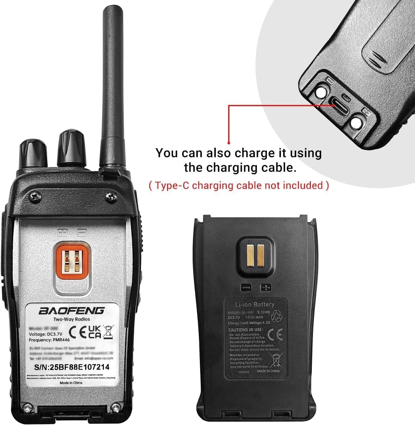Long Range Walkie Talkies 3 Pack VOX Rechargeable 16CH w Earpieces