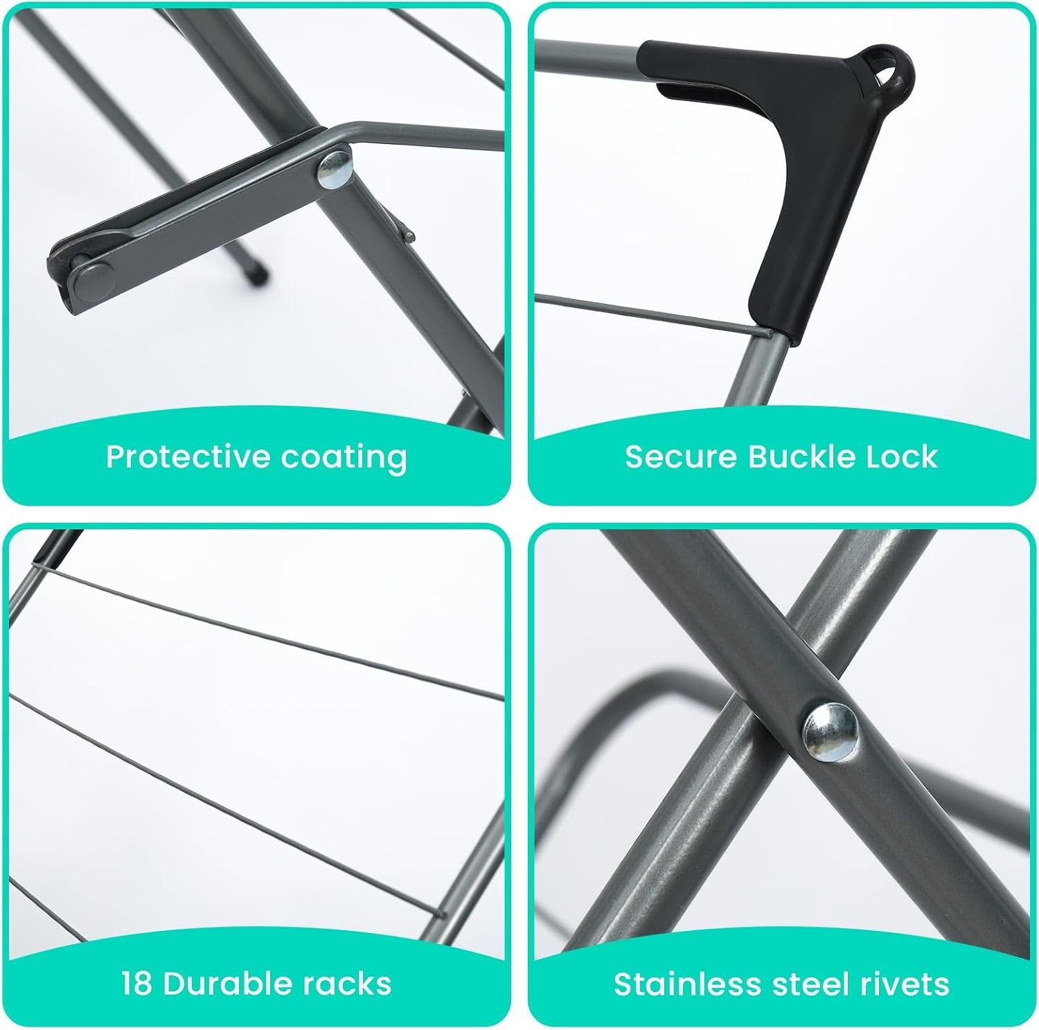 3 Level Foldaway Laundry Airing Frame Compact Clothes Drying Stand Indoor