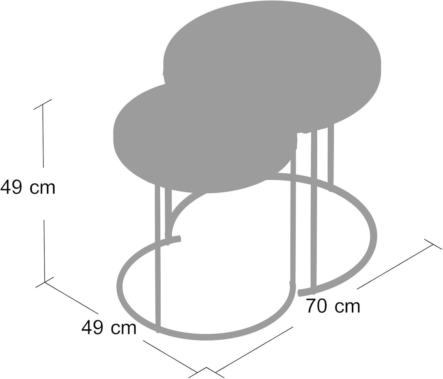 2pc Round Nesting Coffee Table Set Wood Top Chrome Metal Base Modern Living Room