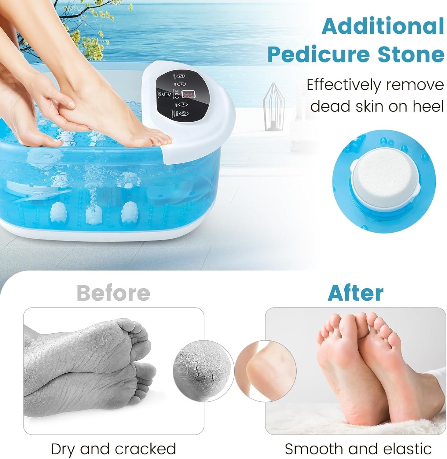 Foot Spa Massager Tub with Heat, Bubbles & Vibration for Home Pedicure