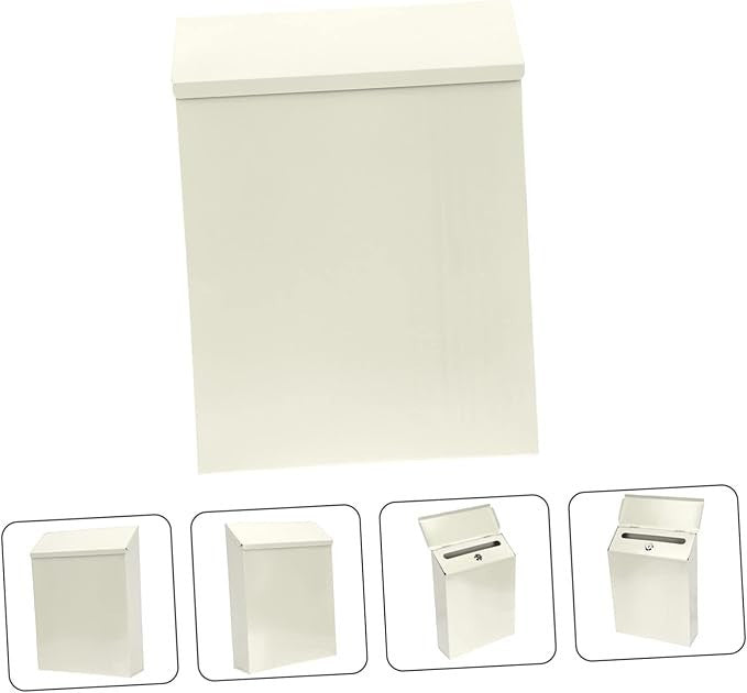 Wall Mounted Iron Mailbox Beige – Lockable Waterproof Post Box for Home & Garden