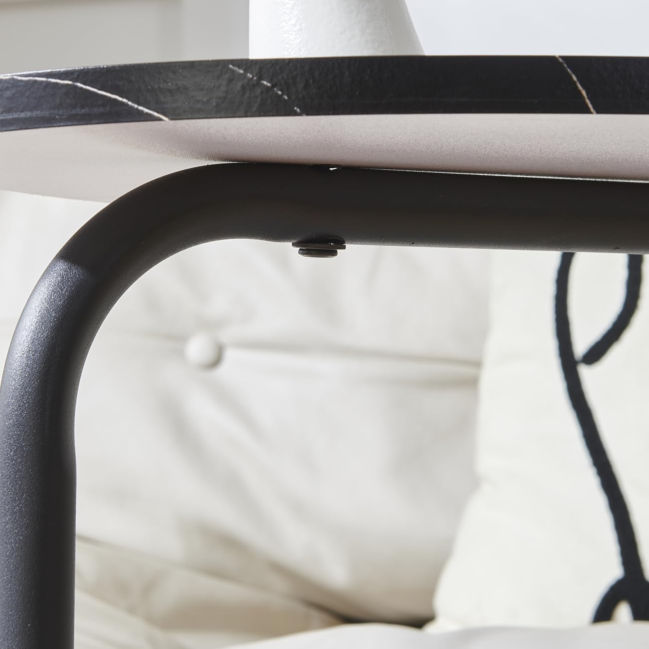 Black C-Shaped Side Table – Slim Sofa Snack Table with Modern Metal Frame