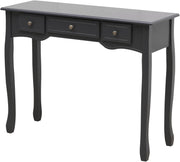 Console Table with 3 Drawers Dark Grey Solid Wood Legs Hallway Living Room