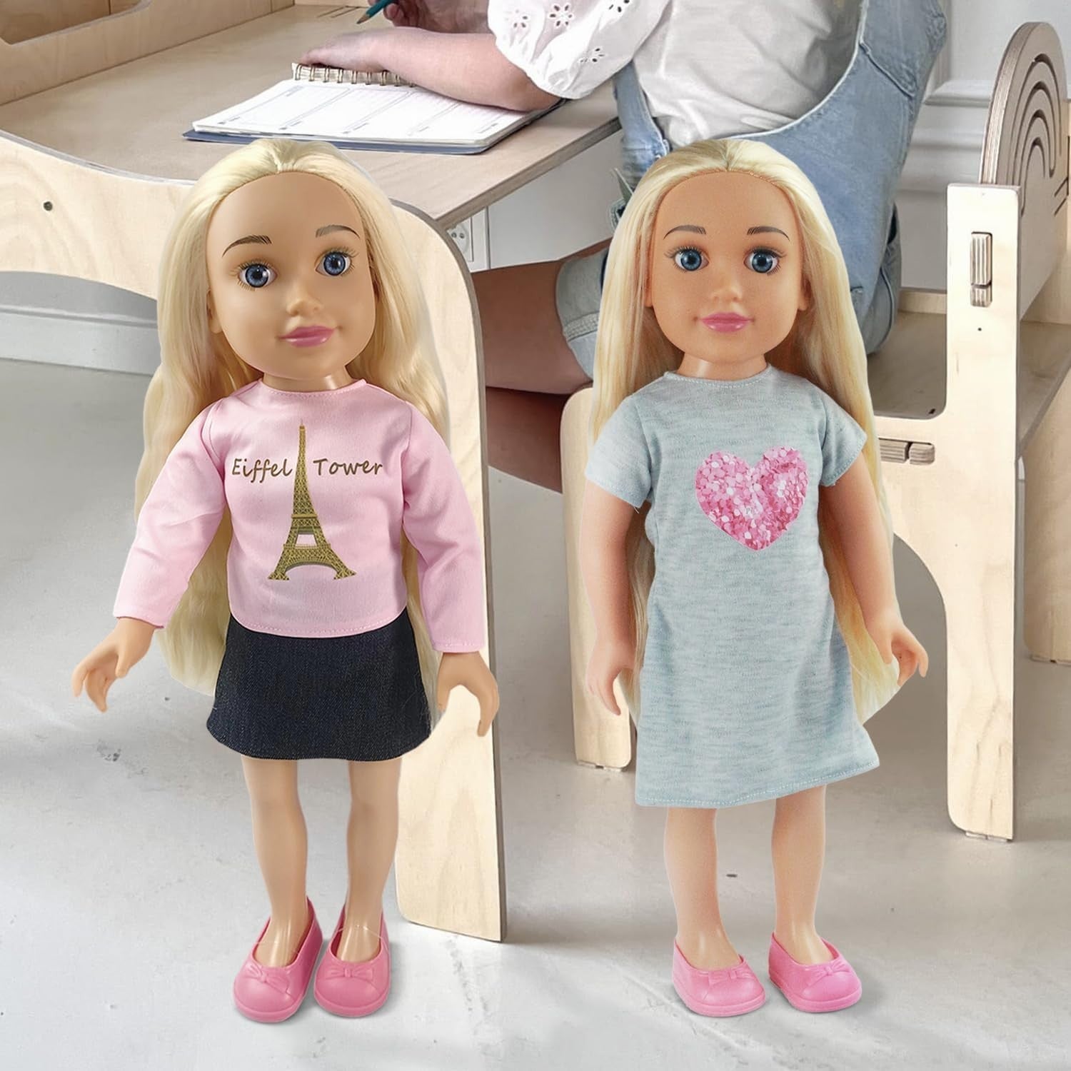 45cm Fashion Doll Blonde Styling Hair Removable Outfit Shoes