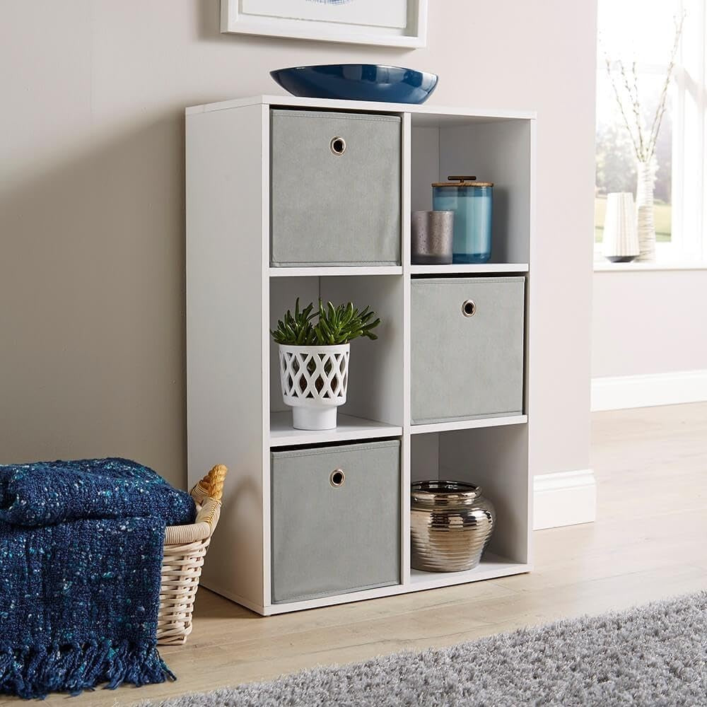 6 Cube Storage Shelf White Wooden Bookcase Display Unit 90cm