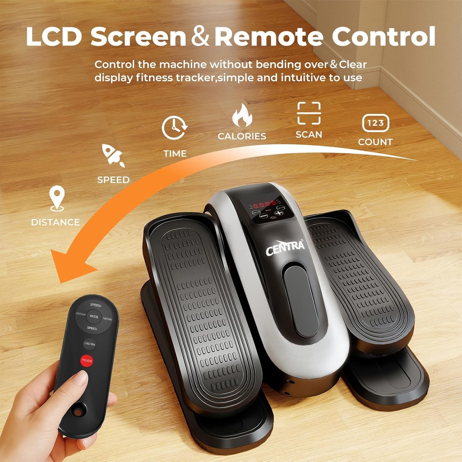 Under Desk Electric Elliptical Pedal Exerciser Quiet Seated Leg Trainer 15 Speed