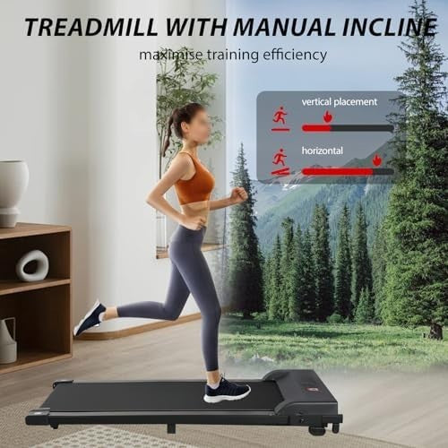 Under Desk Walking Pad Treadmill 4% Incline Portable Home Office Grey
