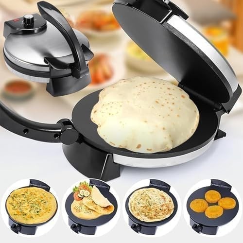 12" Electric Roti & Tortilla Maker 2000W | Non-Stick Double-Heated Press