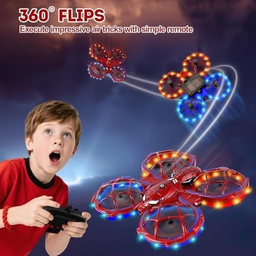 Mini Kids Drone 5+, LED Lights, Remote Control, 20 Min Flight, Stunt Toy