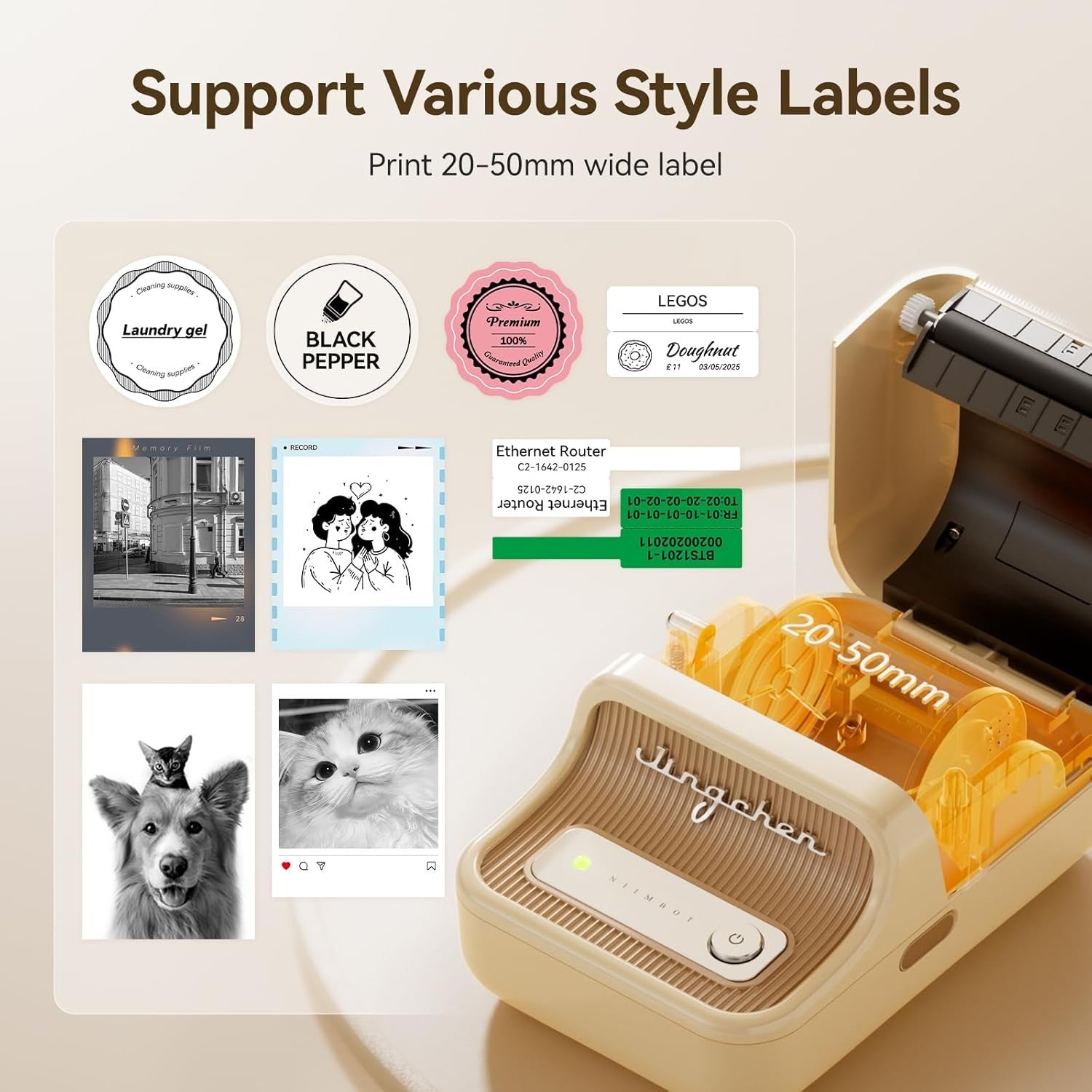 B21 Pro Portable Thermal Label Printer 50x30mm Inkless White