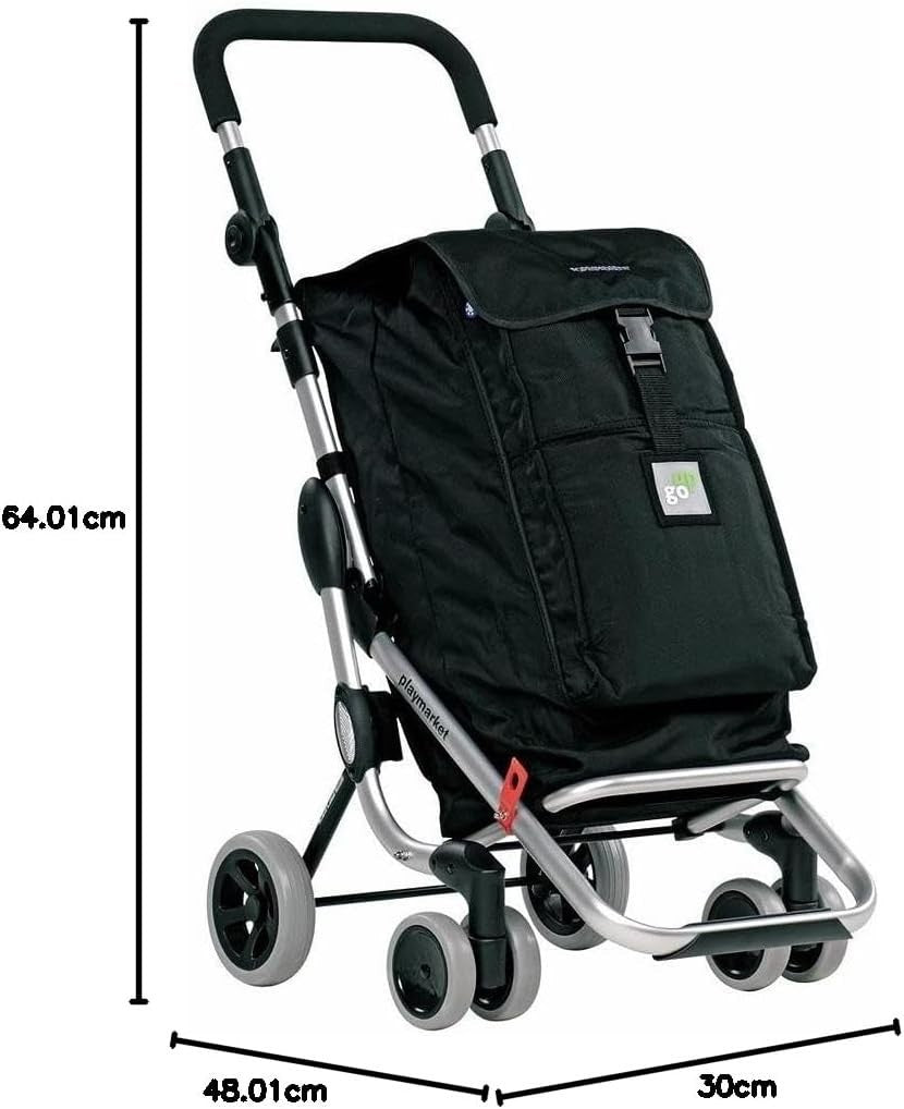 Premium Foldable Shopping Trolley Black Sturdy Waterproof Fabric & Metal
