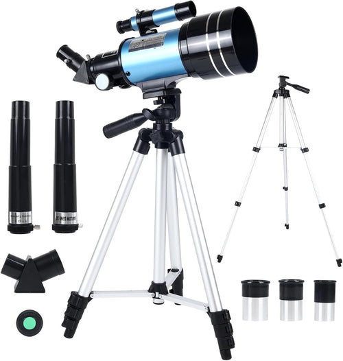 70mm Telescope 150X Magnification for Kids & Beginners with Tripod-Blue
