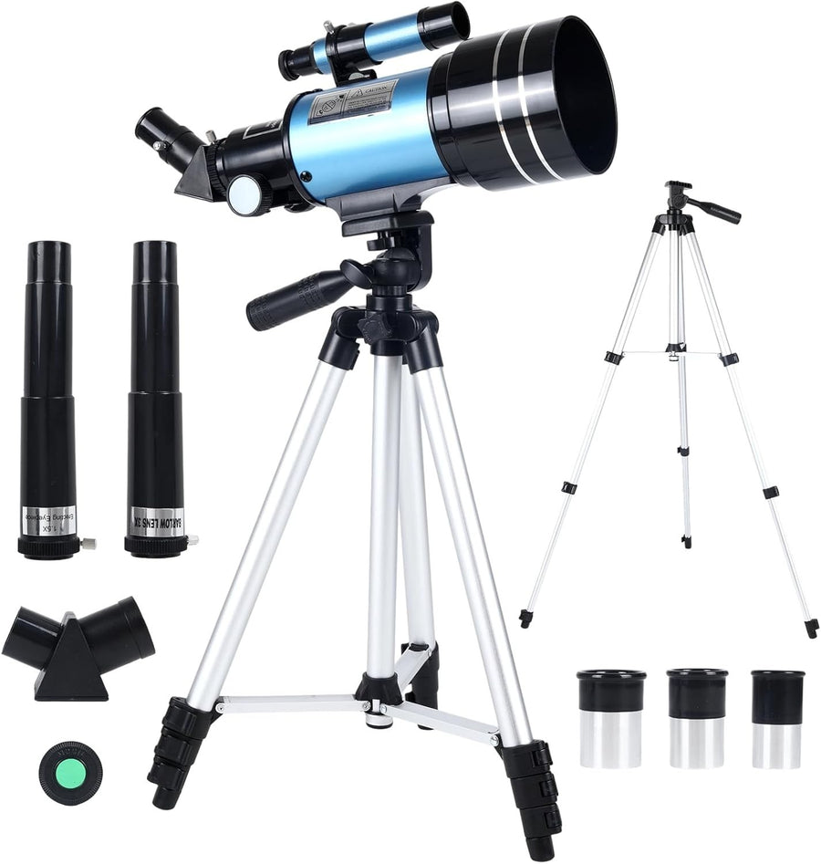70mm Telescope 150X Magnification for Kids & Beginners with Tripod-Blue