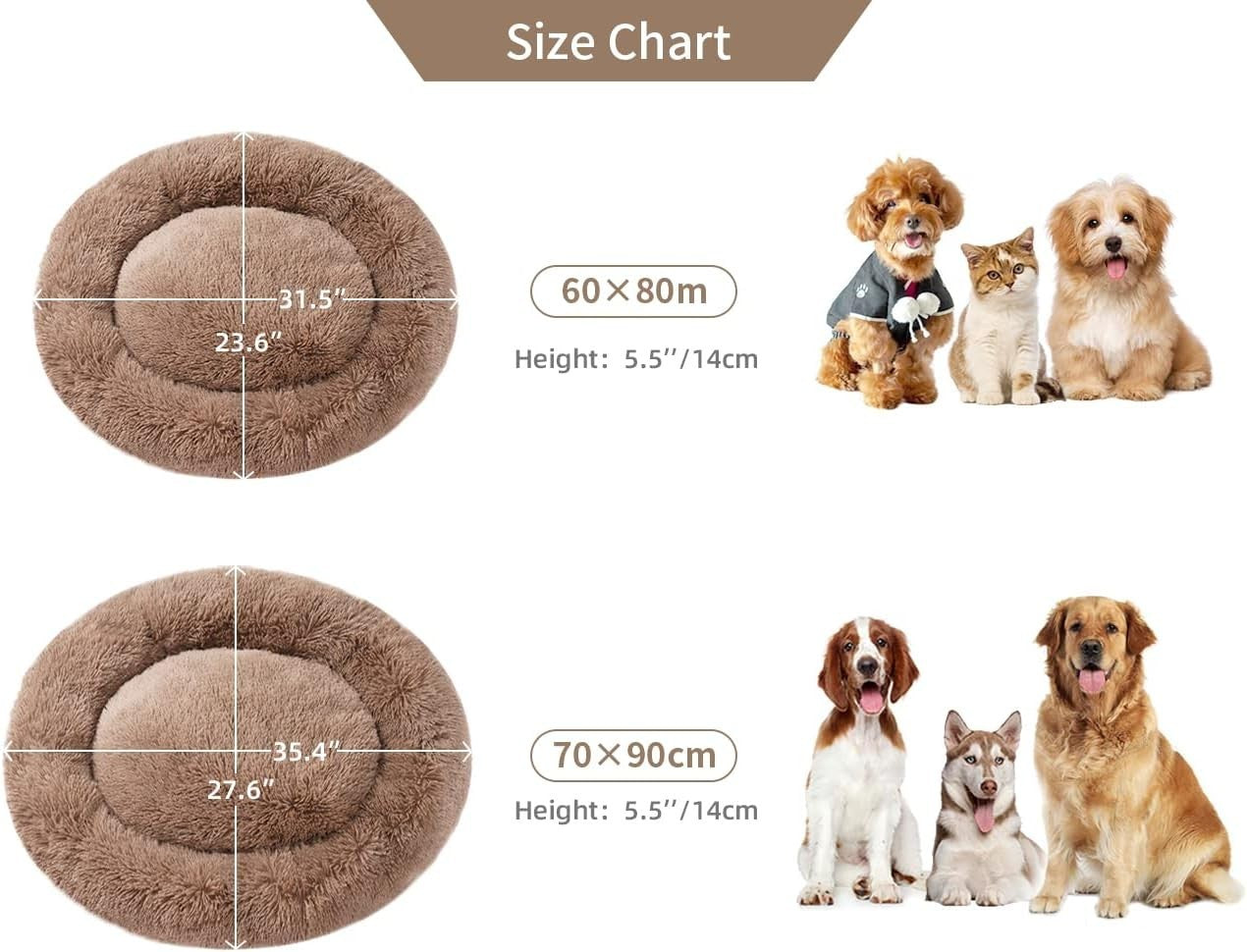 Donut Calming Dog Bed Washable Plush Non Slip Anti Anxiety