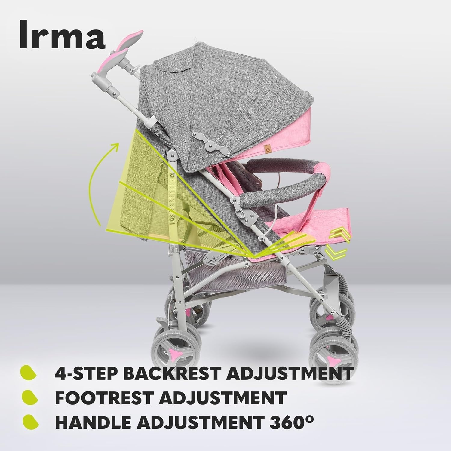 Lightweight Baby Pushchair Lie-Flat, Rotating Handles, Foldable Travel