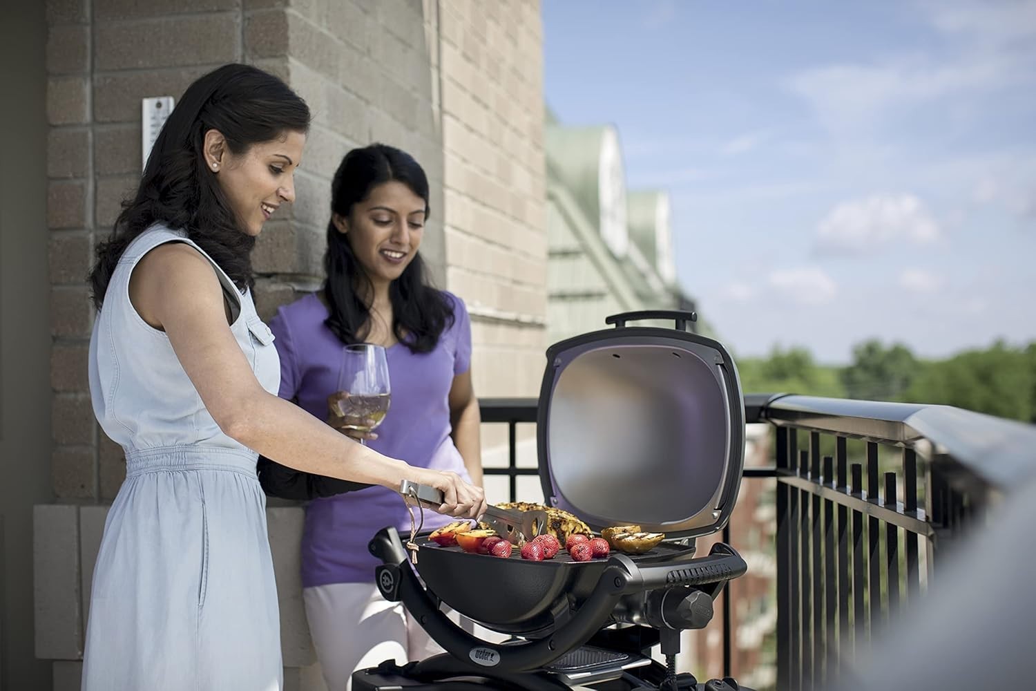 Electric Barbecue Grill with Stand | Rapid-Heat Cast Iron Grate | Balcony Patio