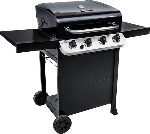Outdoor Gas BBQ Grill 4 Burner with Cast Iron Grates & Side Shelves
