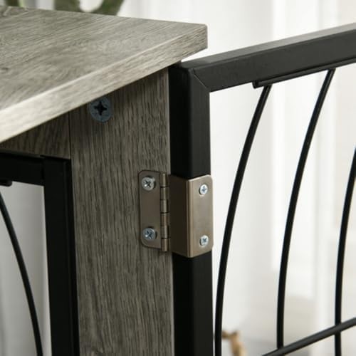 Indoor Dog Crate Furniture with Cushion, Lockable Door & Table Top, Grey