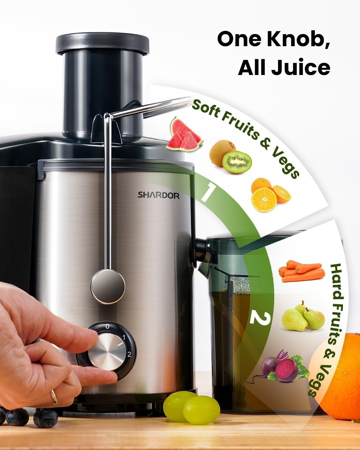 800W Centrifugal Juicer 3 Speed 3in Chute High Yield Foam Free Easy Clean