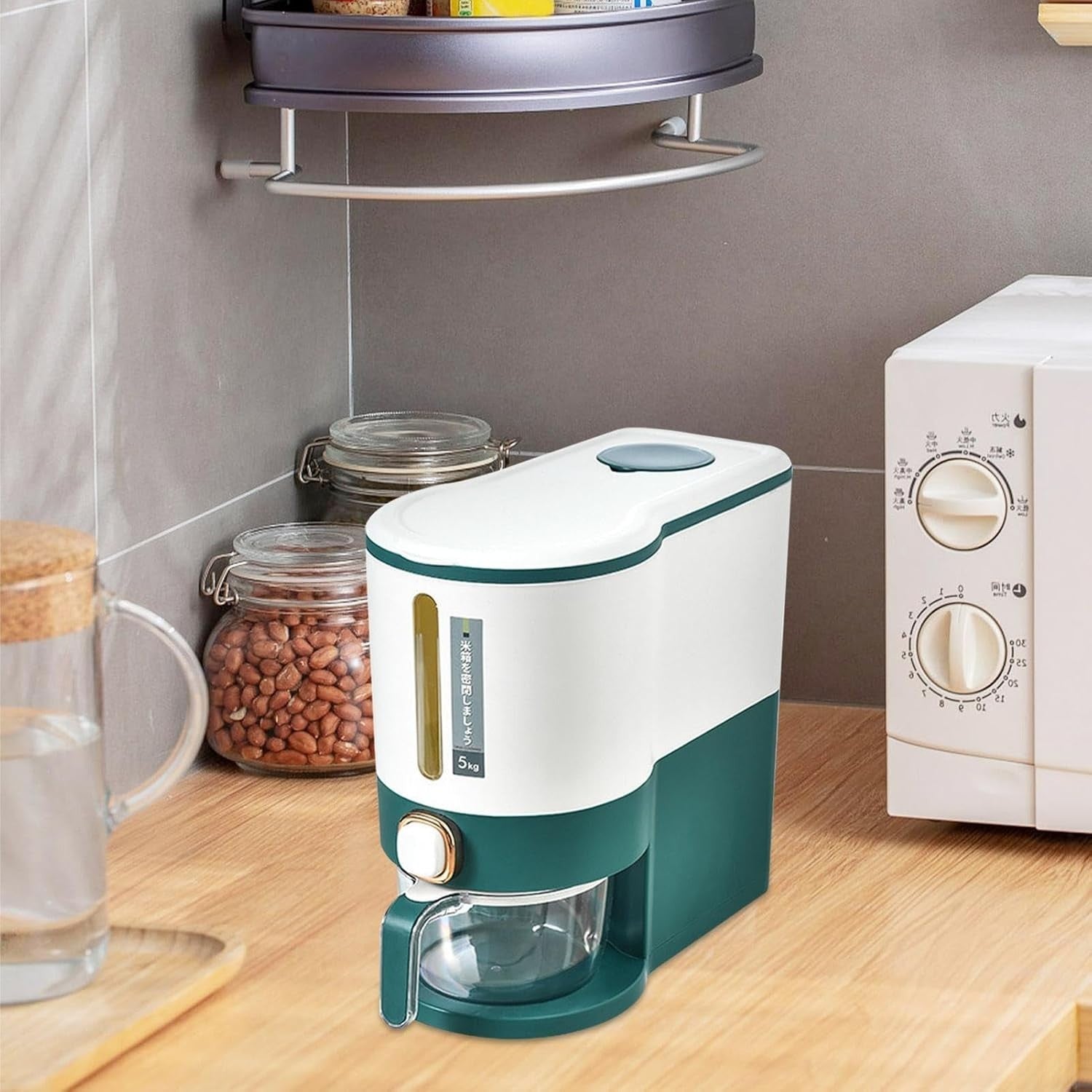 5KG 10KG Rice Dispenser Cereal Storage Container with Measuring Cup