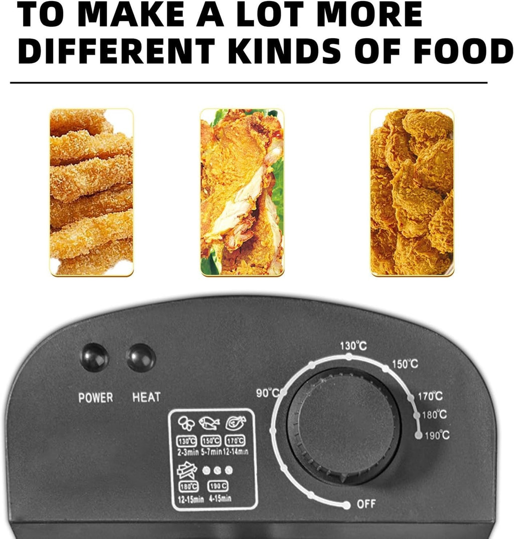 3L Deep Fat Fryer Stainless Steel 2200W Basket Glass Lid