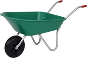 85L 1-Wheel Wheelbarrow Green – Pneumatic Tyre Durable Plastic w/ Steel Frame