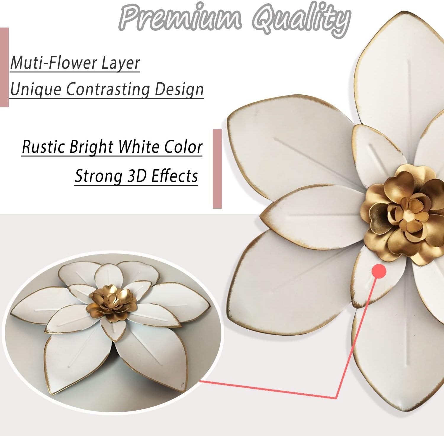 Metal Flower Wall Art 10in Rustic Modern Floral Sculpture Indoor Outdoor Decor
