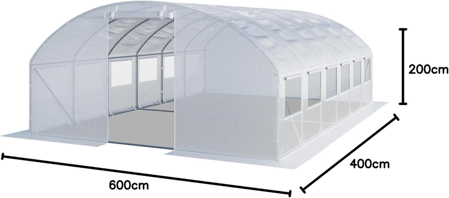 Large 4×6m Polytunnel Greenhouse with Windows | Heavy Duty Galvanised Steel