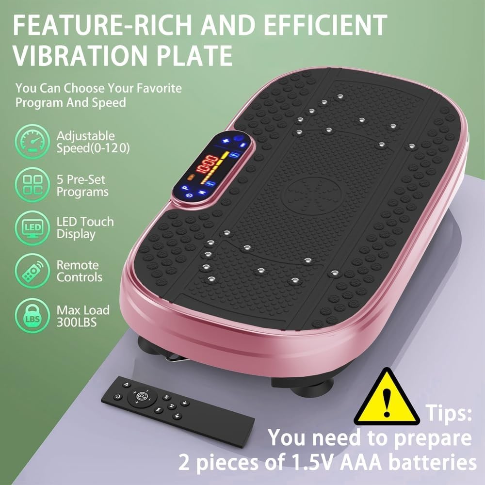 Rose Red Vibration Plate Exercise Machine Full Body Shaker 120 Speeds