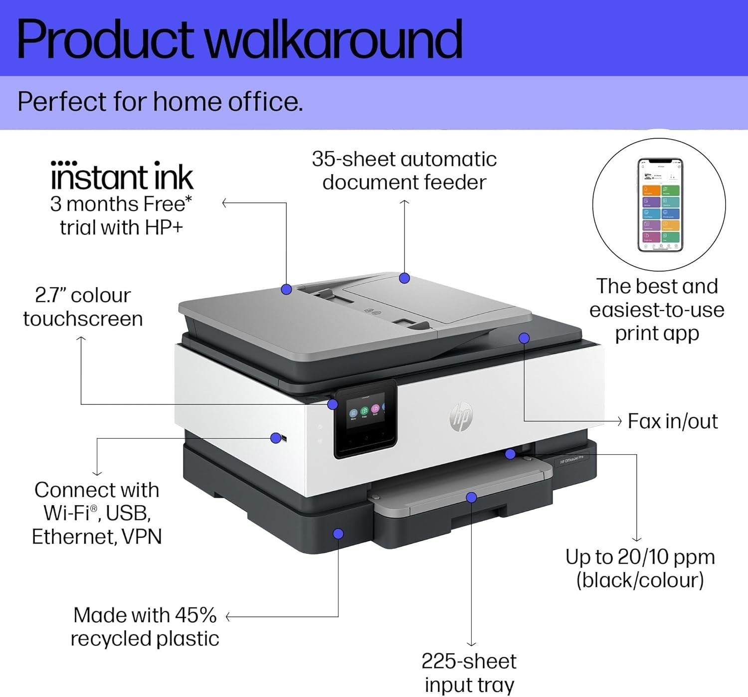 All-in-One Wireless Colour Printer Scanner Copier Duplex Grey White A4