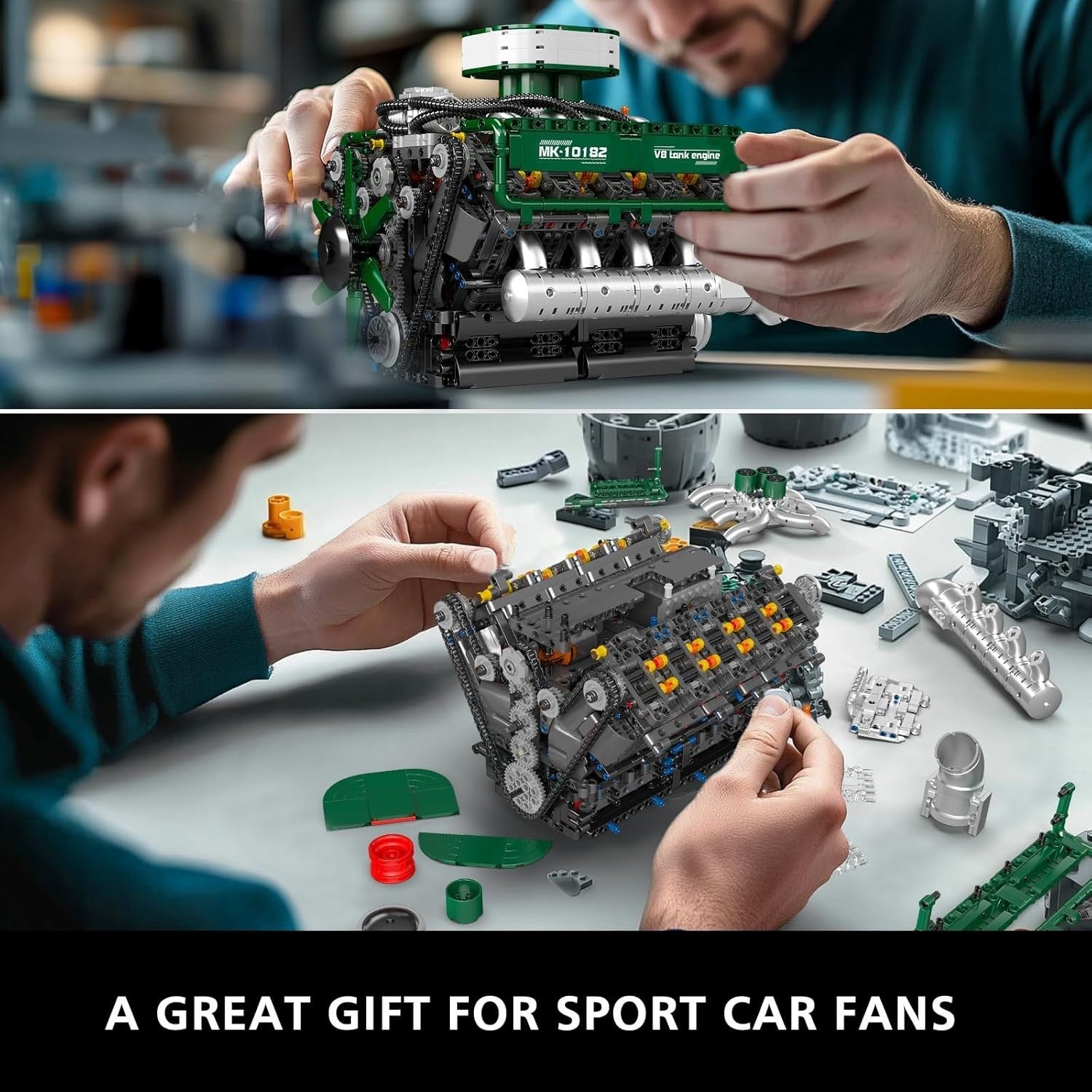 2250PCS V8 Engine Model Kit | Battery Powered STEM RC Build Block Toy