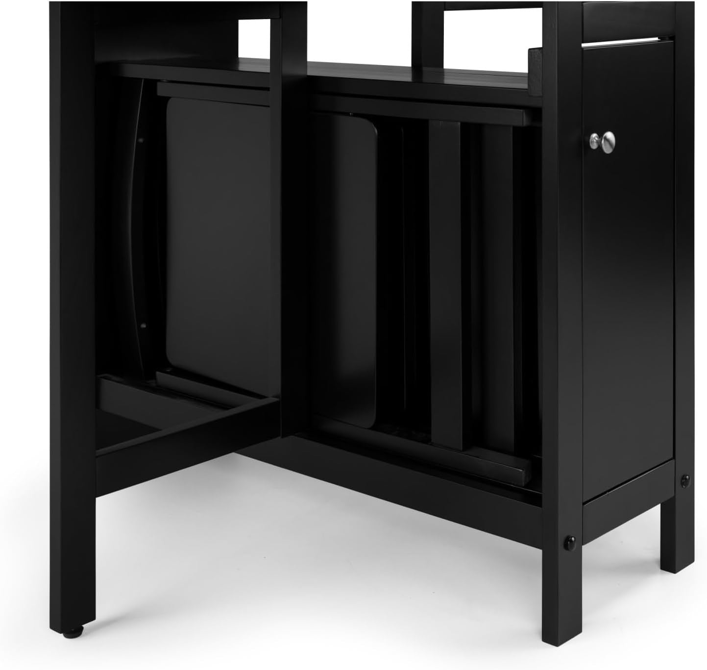 Compact Dining Table Set with Storage Drawer Foldable Chairs Black